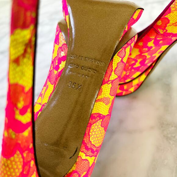 Nicholas Kirkwood Neon Pink Yellow Lace Platform 36.5 Pump 80's Bright Dance Y2K - Picture 6 of 8